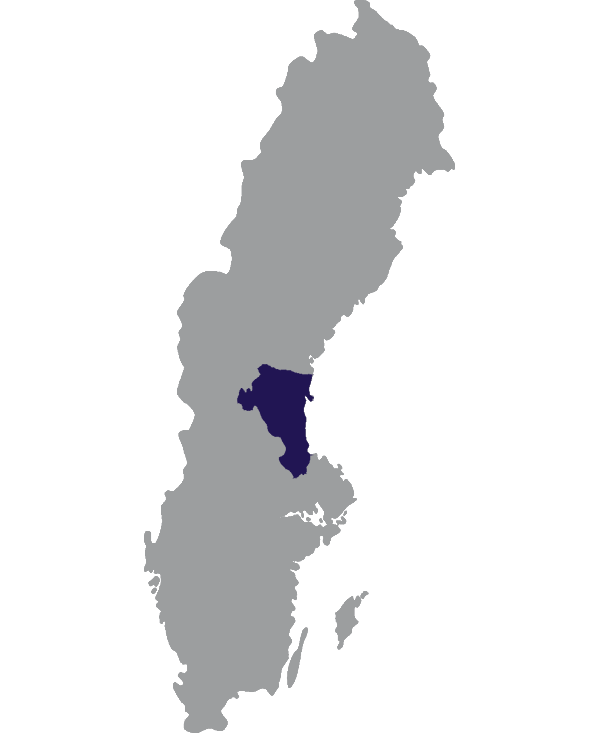 Landkaart Zweden grijs met provincie Gävleborg donkerblauw op transparante achtergrond - 600 * 733 pixels